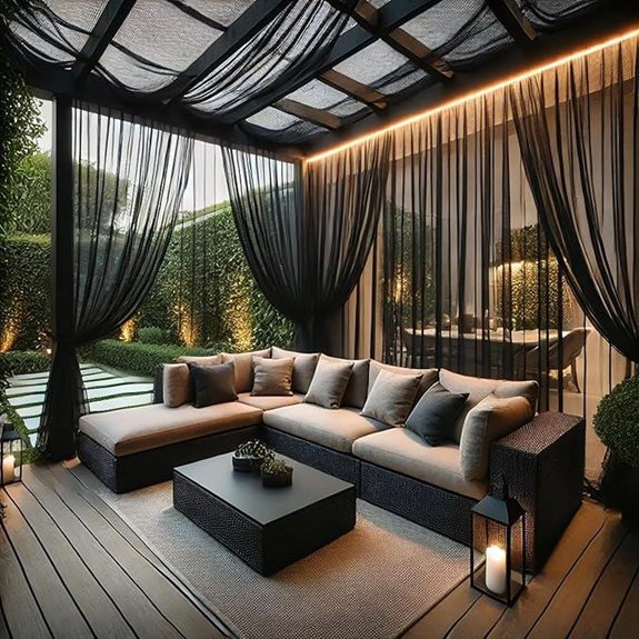 Waterproof Outdoor Mesh Curtains 2 Panels 125x98 inches