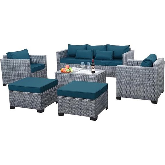 Wicker Patio Furniture Set with Cushions and Table