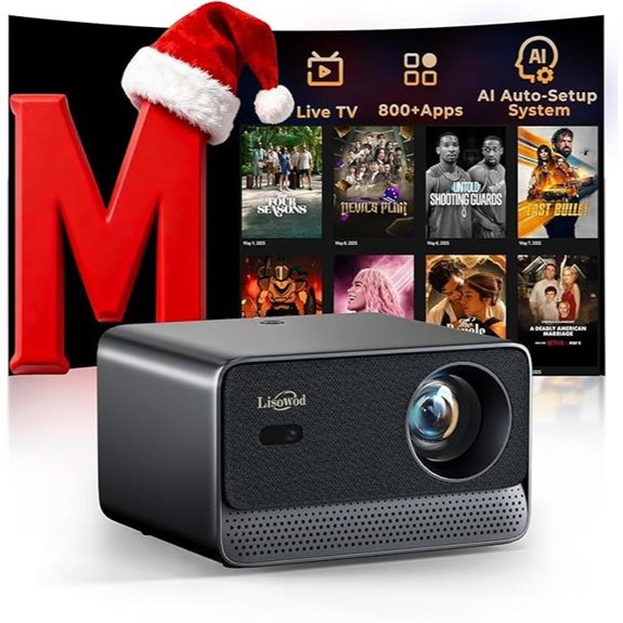 WiFi & Bluetooth 4K Outdoor Projector with Apps