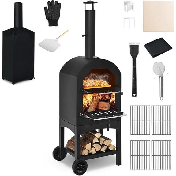 Costway Outdoor Wood-Fired Pizza Oven with Cover