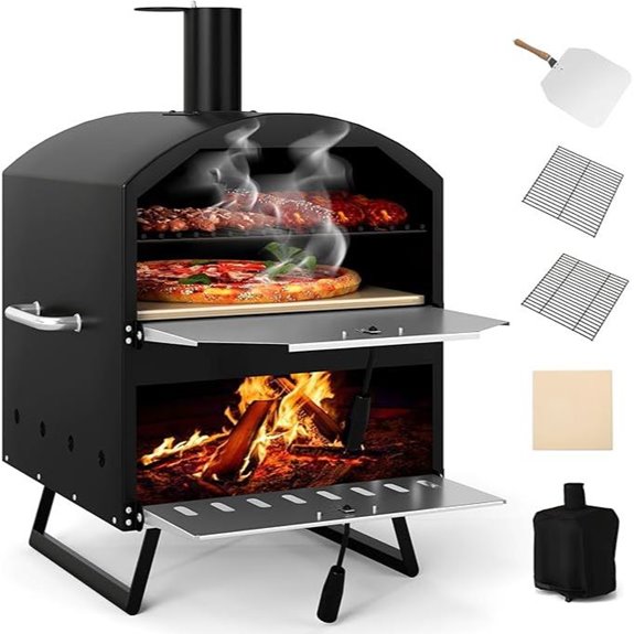 Giantex Wood-Fired Outdoor Pizza Oven with 16 Stone