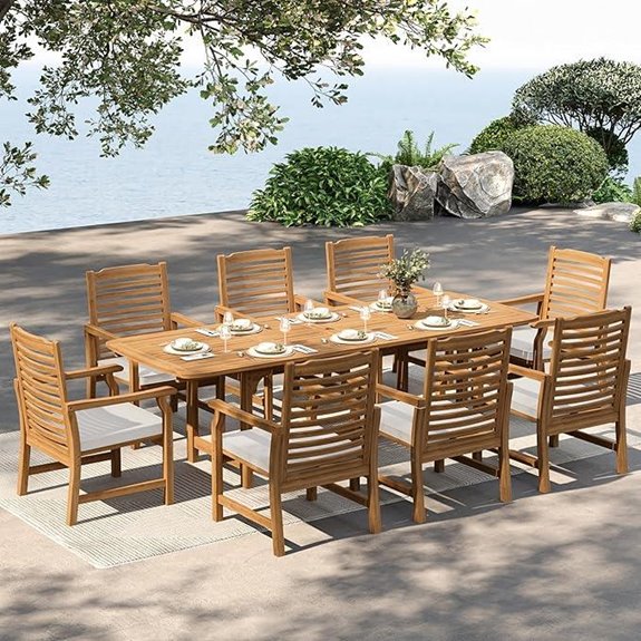 MFSTUDIO 9-Piece Wooden Patio Dining Set