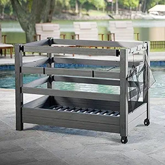 WoodTek Poolside Organizer with Wheels and Dividers