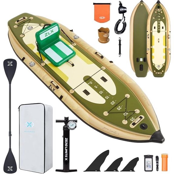 ZLX 11'6 Inflatable Fishing Paddle Board with Accessories