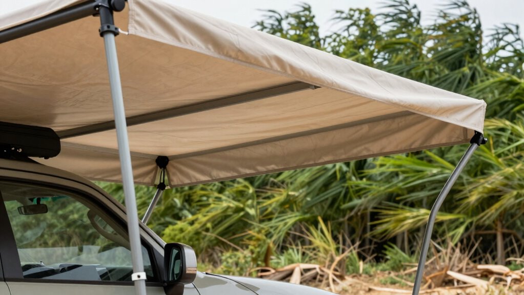 durable wind resistant awning setup