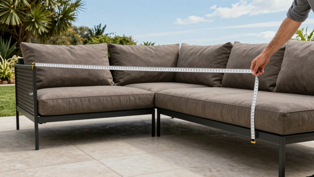 key outdoor sectional dimensions