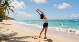 beach stretching for sand