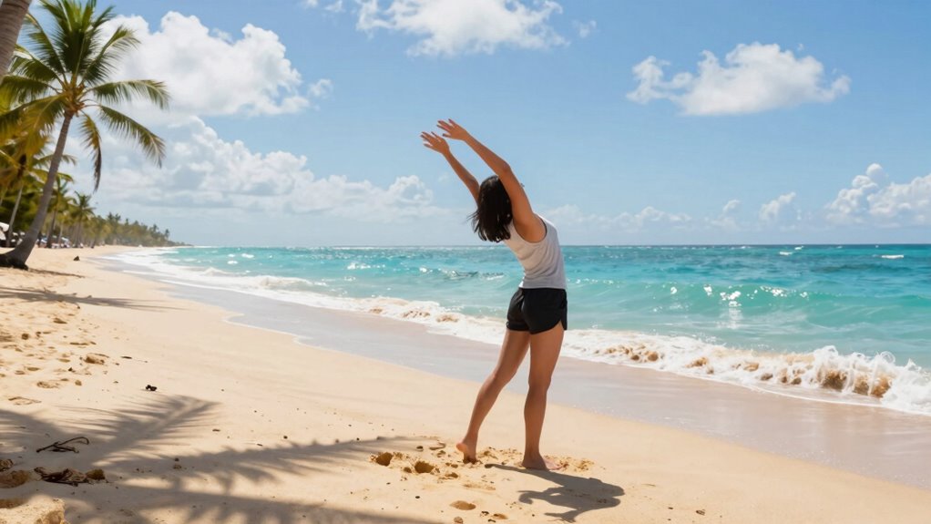 beach stretching for sand
