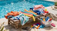 clutter from poolside storage