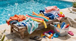clutter from poolside storage