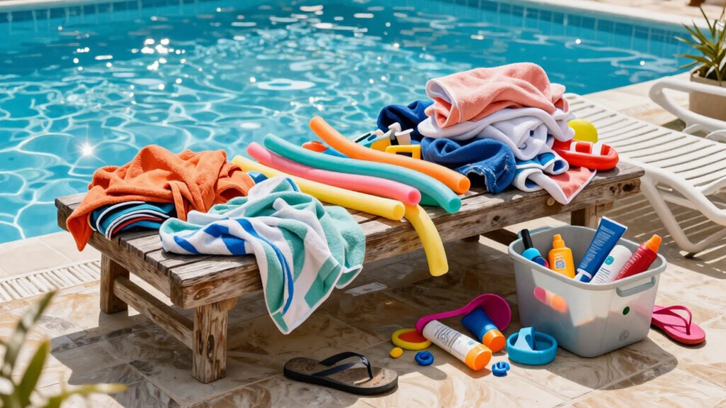 clutter from poolside storage