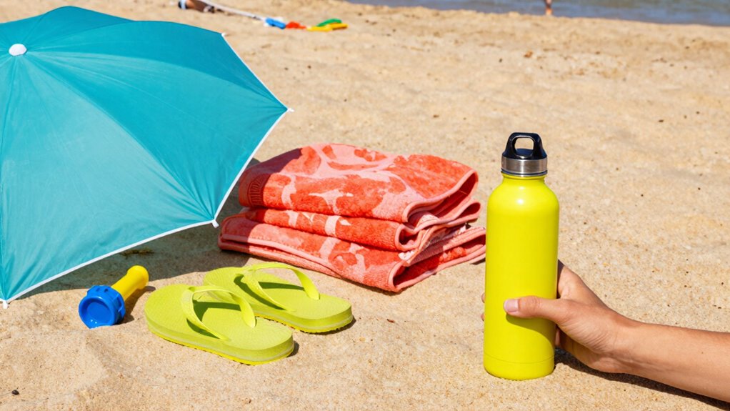 colorful beach accessories enhance organization