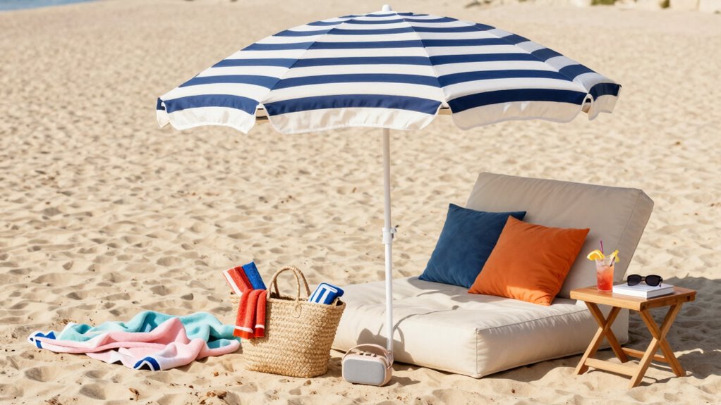 comfortable protected beach setup