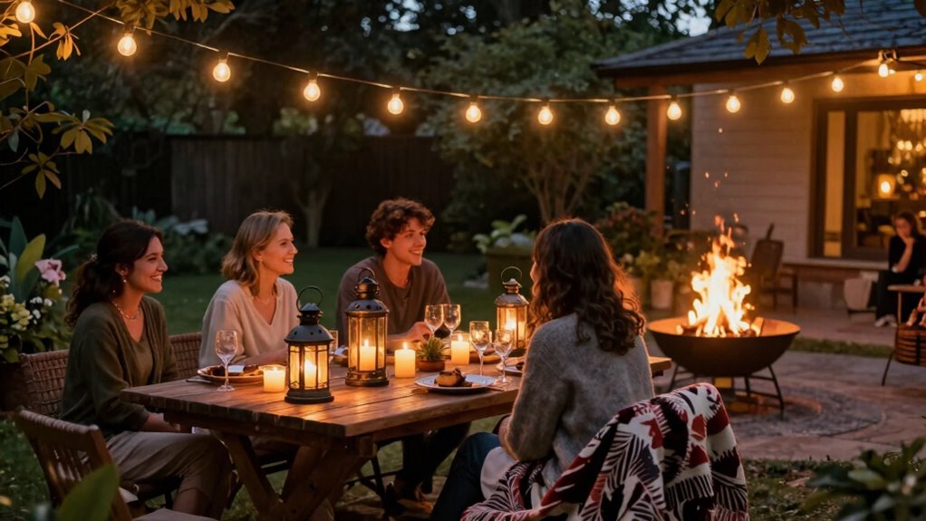 cozy eco friendly backyard lighting
