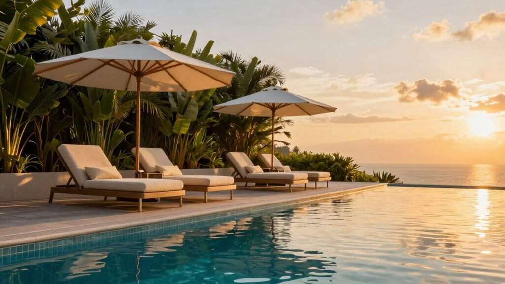 elegant poolside entertainment space