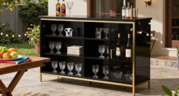 organized backyard bar setup