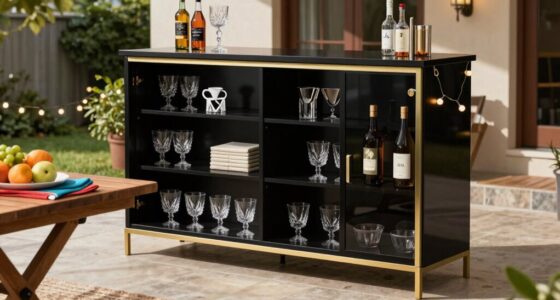 organized backyard bar setup
