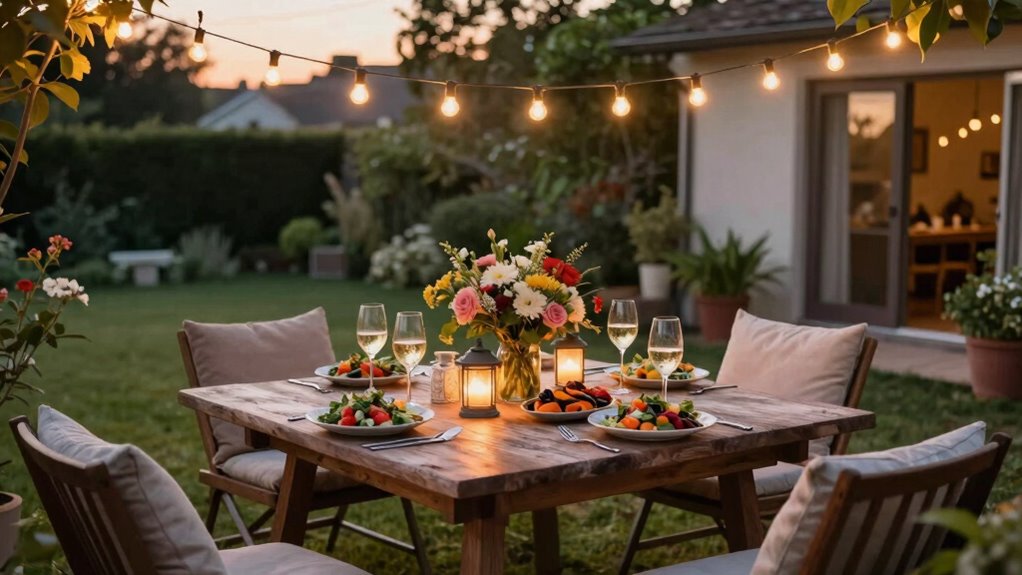 relaxed outdoor dinner atmosphere