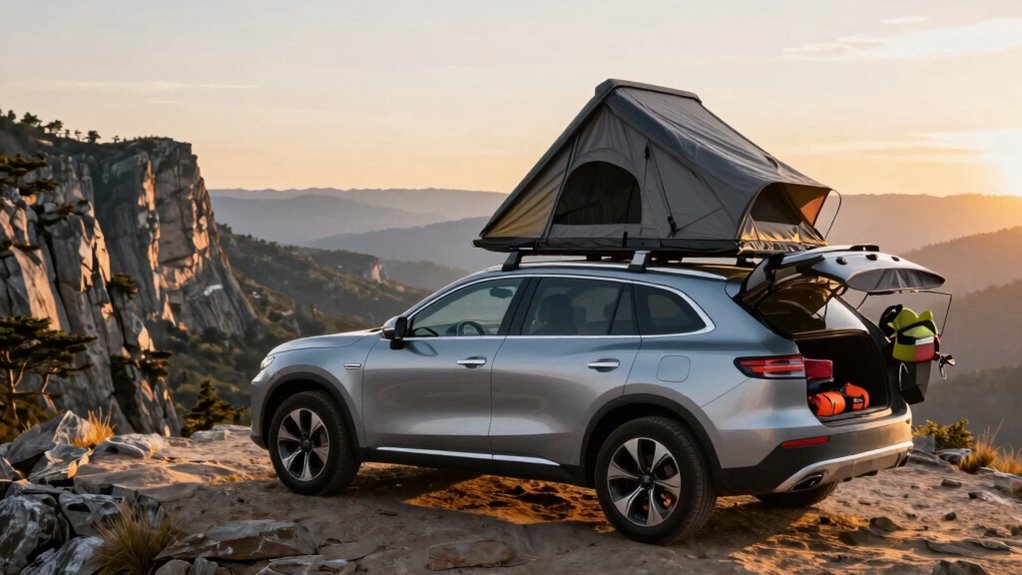 secure balanced rooftop camping