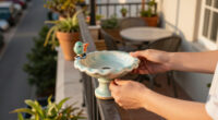 Want A Bird Bath, But Only Have A Small Balcony? These Cute Clip-On Options Fit Over A Railing & Work With Any Budget