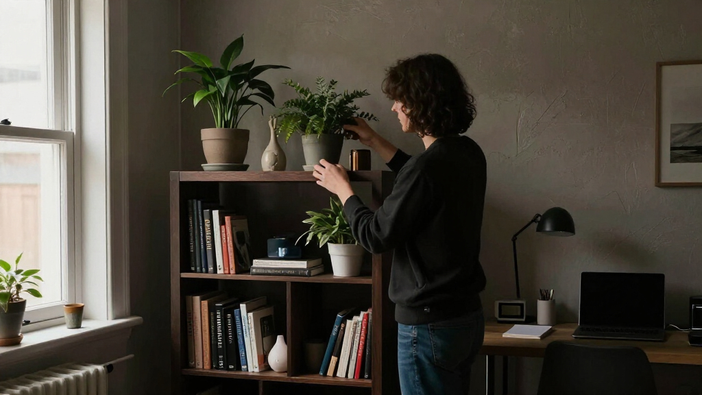 A Renter-Friendly Wall And IKEA BILLY Created A Moody Office