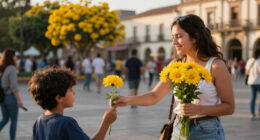 Lima Municipality Distributes Yellow Flowers To Celebrate Spring