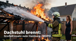 Major Fire Near Hamburg Destroys Roof Truss In Large-Scale Operation